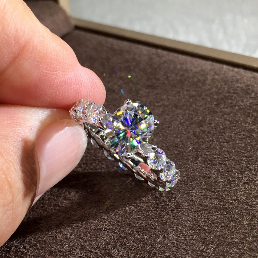 NEW 925 Sterling Silver Oval Cut Diamond Ring D - Picture 4 of 5